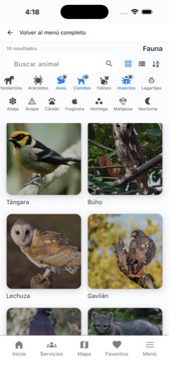 Captura de Galipán APP: guía de fauna.